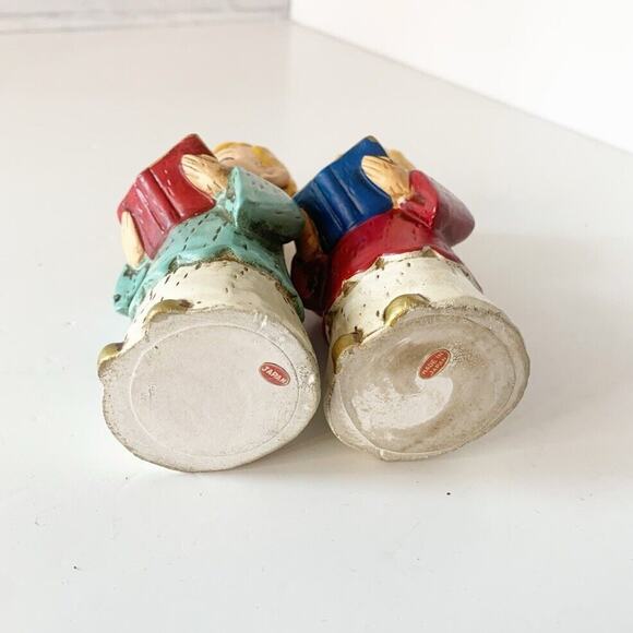 Vintage Chalkware Choir Boy Figurines Set of 2 Children Figurines Christmas Sing - Picture 3 of 8